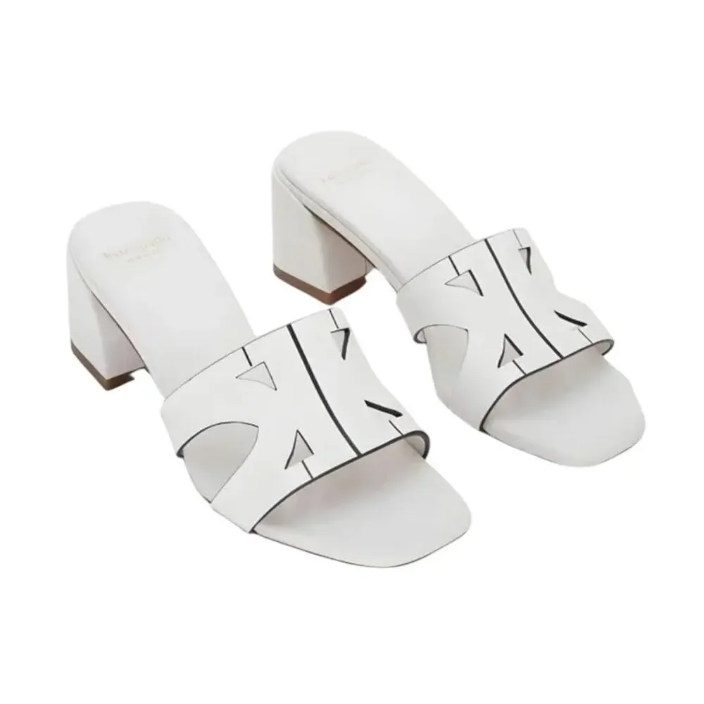 NWB Kate Spade Duo Block Heel White 7.5B *Floor Sample